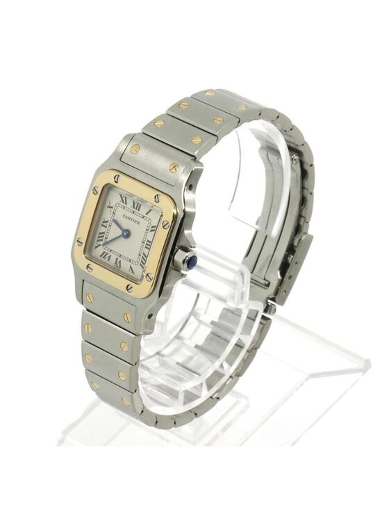 Cartier Santos Galbee SM Combination Watch Ivory 18k Yellow Gold Quartz main image 4